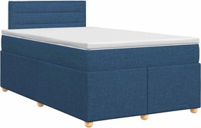 vidaXL Κρεβάτι box spring με στρώμα Μπλε 120 x 200 cm Ύφασμα