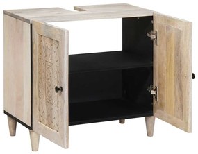 vidaXL Ντουλάπι Μπάνιου Λευκό 62 x 33 x 58 εκ. Στερεό Ξύλο Μάνγκο