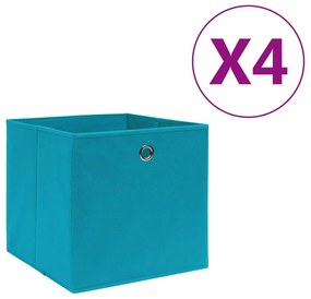 Κουτιά Αποθήκευσης 4 τεμ. Γαλάζιο 28x28x28 εκ. Ύφασμα Non-woven - Μπλε