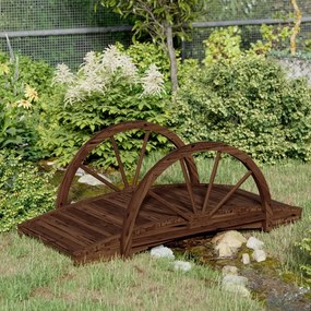 Γέφυρα Κήπου με Μισό Τροχό 99x50x38 εκ. από Μασίφ Ξύλο Ελάτης - Καφέ