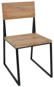 VILLAGE Καρέκλα Tραπεζαρίας, Μέταλλο Βαφή Μαύρο, Ξύλο Ακακία Απόχρωση Φυσικό -  44x57x85cm
