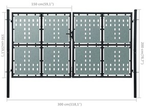 vidaXL Πόρτα με Φράχτη Μαύρη Μονή Πόρτα 300 x 150 εκ.