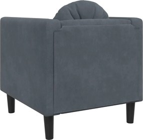 vidaXL Πολυθρόνα Σκούρο Γκρι Βελούδινη με Μαξιλάρι