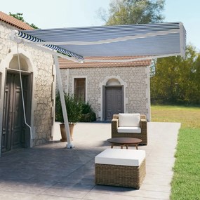 vidaXL Τέντα Συρόμενη Χειροκίνητη Ανεξάρτητη Μπλε/λευκό 400x350εκ.