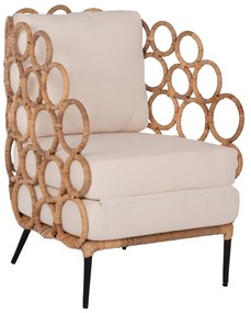 Πολυθρόνα RINGER C9341 Μεταλλική με Φυσικό RAttan 65x69x86Y εκ. 65x69x86 εκ.