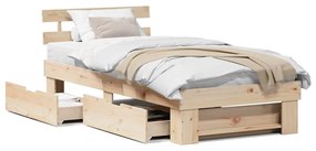 vidaXL Σκελετός Κρεβατιού Καφέ 100 x 200 cm Μασίφ ξύλο πεύκου
