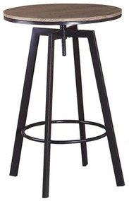 Τραπέζι Bar York ΕΜ9793,1Τ 63x63x94/104 (D.60)cm Dark Brown-Wallnut Σετ 2τμχ Μελαμίνη,Μέταλλο
