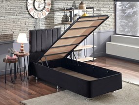 Single Bed Base &amp; Headboard Ela Single - Black (90 x 190) Black