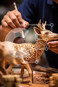 Intra Συλλεκτικό Ξύλινο Παζλ Plywood 4mm - Artisan Crafting Ξύλινα ειδώλια ελαφιού Σε Ξύλινο Κουτί - Διαστάσεις Puzzle: 10x10 cm – 25 κομμάτια