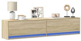 Έπιπλο Τοίχου Τηλεόρασης με LED Sonoma Δρυς 180x31x38 εκ.