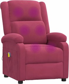 vidaXL Πολυθρόνα Μασάζ Μπορντό Βελούδινη