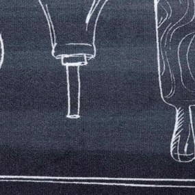 vidaXL Χαλί Κουζίνας Toile Μαύρο 300 x 60 εκ Βελούδο