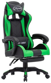 Καρέκλα Racing με Υποπόδιο Πράσινη/Μαύρη από Συνθετικό Δέρμα