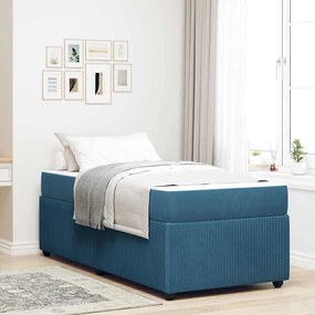 vidaXL Σκελετός κρεβατιού με στρώμα Άλλο Μπλε 90 x 200 cm Βελούδο