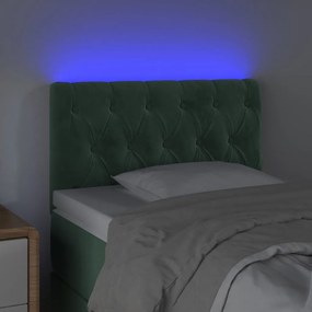 Κεφαλάρι Κρεβατιού LED Σκούρο Πράσινο 80x7x78/88 εκ. Βελούδινο - Πράσινο