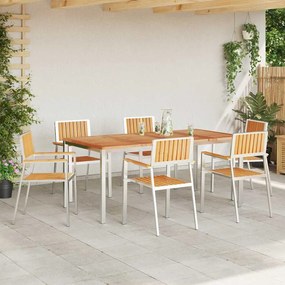 vidaXL Σετ Γεύματος Κήπου  για 7 Άτομα από Ξύλο Teak και Ανοξείδωτο Ατσάλι
