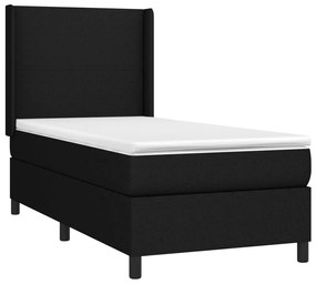 vidaXL Κρεβάτι Boxspring με Στρώμα &amp; LED Μαύρο 90x190 εκ. Υφασμάτινο