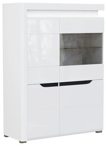 Βιτρίνα Orlando K104, Άσπρο, Γυαλιστερό λευκό, Με πόρτες, Ο αριθμός των θυρών: 2, 135x100x39cm | Epipla1.gr