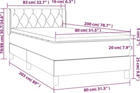 vidaXL Κρεβάτι Boxspring με Στρώμα Κρεμ 80 x 200 εκ. Υφασμάτινο