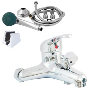 Minardi KH2006-3 Σετ Μπαταρία Μπάνιου με σπιράλ, τηλέφωνο ντουζ &amp; βάση Ασημί