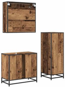 vidaXL Σετ Επίπλων Μπάνιου με ράφι 3 pcs Παλιό Ξύλο Επεξεργασμένο ξύλο