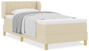vidaXL Κρεβάτι Box Spring με Στρώμα  - Κρεμ 100x200 cm Ύφασμα