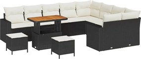 vidaXL Σετ Καναπέ Κήπου 12 pcs Μαύρο συνθετικό ρατάν