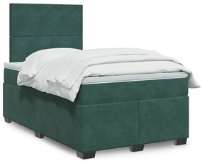 vidaXL Κρεβάτι Boxspring με Στρώμα Σκούρο Πράσινο 120x200εκ. Βελούδινο