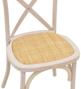 Καρέκλα Dylon pakoworld στοιβαζόμενη white wash ξύλο οξιάς-έδρα φυσικό rattan 48x52x89εκ (1 τεμάχια)
