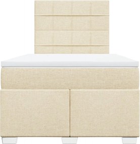 vidaXL Κρεβάτι Boxspring με Στρώμα Κρεμ 120x200 εκ. Υφασμάτινο