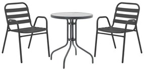 Σετ κήπου - Tραπεζαρία Watson - Sussie 3 τεμ. μέταλλο - γυαλί ανθρακί Φ60x70 εκ. 60x60x70 εκ.