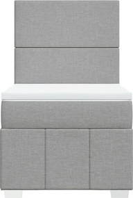 vidaXL Κρεβάτι Boxspring με Στρώμα Ανοιχτό Γκρι 100x200 εκ. Υφασμάτινο
