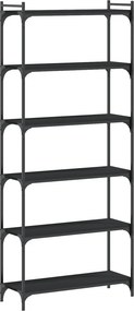 vidaXL Βιβλιοθήκη 6 Επιπέδων Μαύρη 80 x 30 x 188 εκ. από Επεξεργ. Ξύλο