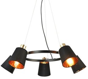 Φωτιστικό Οροφής EG215P73BK 5ΧΕ14 D73XH100 Black Aca Decor Metal, Fabric