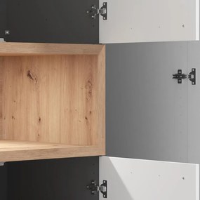 Ντουλάπα DONALD 3K2F1O Τρίφυλλη με Καθρέπτη Artisan Oak - Λευκό 135x57x227εκ. 135x57x227 εκ.