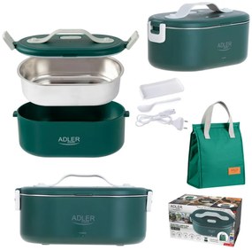 Ηλεκτρικό κουτί φαγητού Adler AD 4522, 45W, 0.8 l, Μέχρι 70C, Δοχείο από ανοξείδωτο ατσάλι, Θερμοσακούλα, Πράσινο