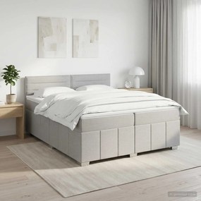 vidaXL Κρεβάτι box spring με στρώμα Ανοιχτό γκρι 200 x 200 cm Ύφασμα