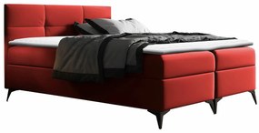 Κρεβάτι continental Baltimore 134, Διπλό, Continental, Κόκκινο, 160x200, Οικολογικό δέρμα, Τάβλες για Κρεβάτι, 164x208x115cm, 118 kg, Στρώμα: Ναι