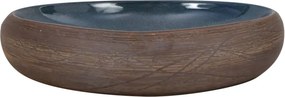 vidaXL Νιπτήρας Οβάλ Καφέ και Μπλε 59 x 40 x 15 εκ. Κεραμικός