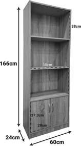 Βιβλιοθήκη Tekaro pakoworld σε sonoma απόχρωση 60x29x166εκ