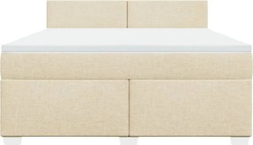 vidaXL Κρεβάτι Boxspring με Στρώμα Κρεμ 180x200 εκ. Υφασμάτινο