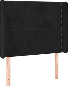 vidaXL Κρεβάτι Boxspring με Στρώμα &amp; LED Μαύρο 100x200 εκ. Βελούδινο