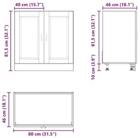 Ντουλάπι βάσης νεροχύτη Porto Μαύρο 80x46x81,5 cm - Μαύρο