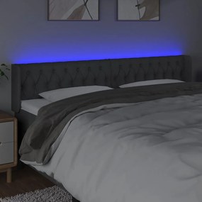 vidaXL Κεφαλάρι Κρεβατιού LED Σκούρο Γκρι 183x16x78/88 εκ. Υφασμάτινο
