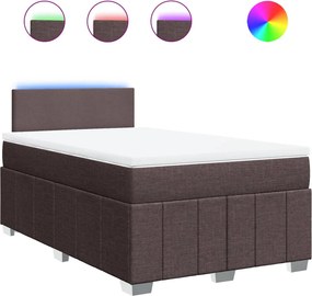 vidaXL Κρεβάτι Boxspring με Στρώμα Σκούρο Καφέ 120x200 εκ. Υφασμάτινο