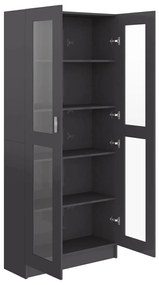 vidaXL Βιτρίνα Γυαλιστερό Γκρι 82,5 x 30,5 x 185,5 εκ. Μοριοσανίδα