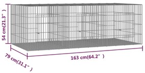 vidaXL Κλουβί Κουνελιών 3 Πάνελ 163x79x54 εκ. από Γαλβανισμένο Σίδερο