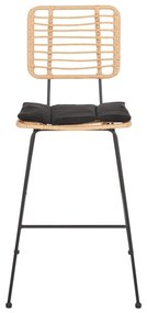 Σκαμπό Μπαρ ALLEGRA C5455.11 Μεταλλικό με Μπέζ Wicker &amp; Μαύρο Μαξιλάρι 56x59x116,5Υεκ. 56x59x116.5 εκ.