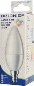 OPTONICA LED λάμπα C37 1425, 5.5W, 6000K, E14, 450lm
