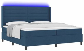 vidaXL Κρεβάτι με ελατήρια με στρώμα Μπλε 200 x 200 cm ύφασμα